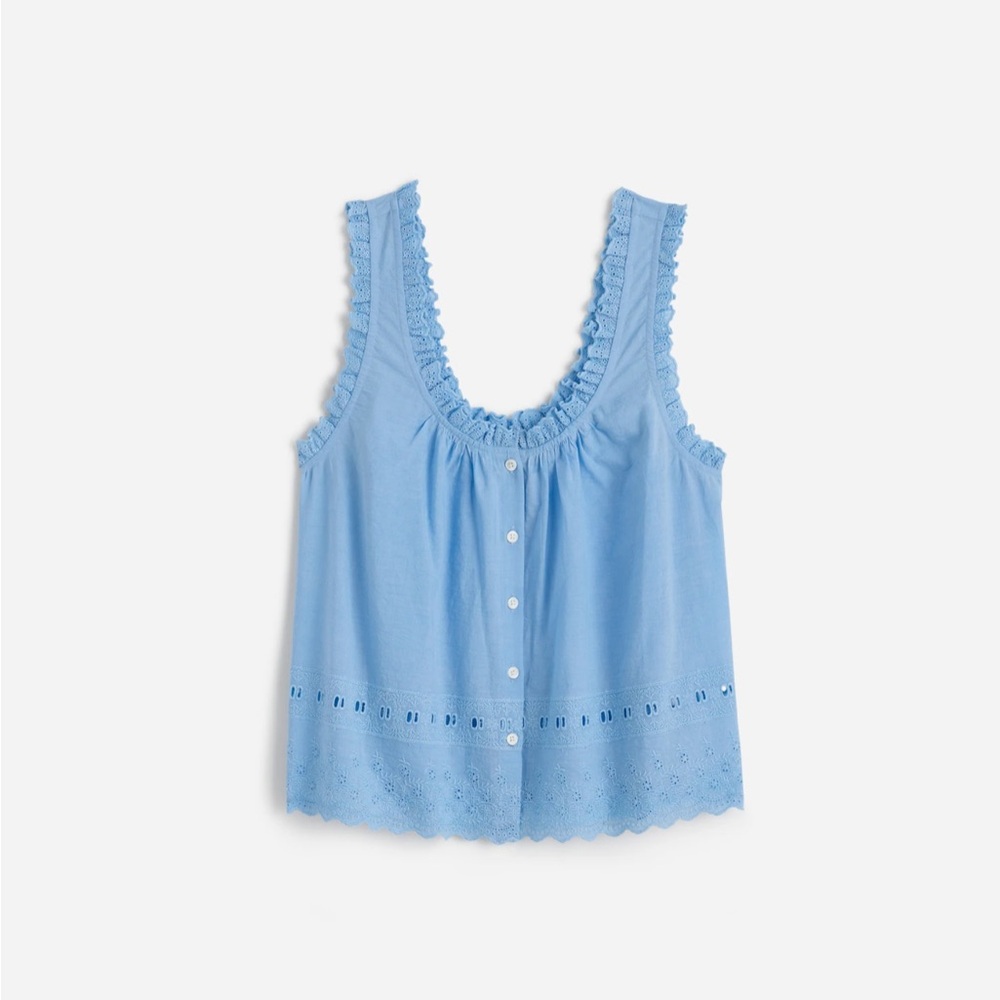 NWOT Madewell Light Blue Ruffled Blouse